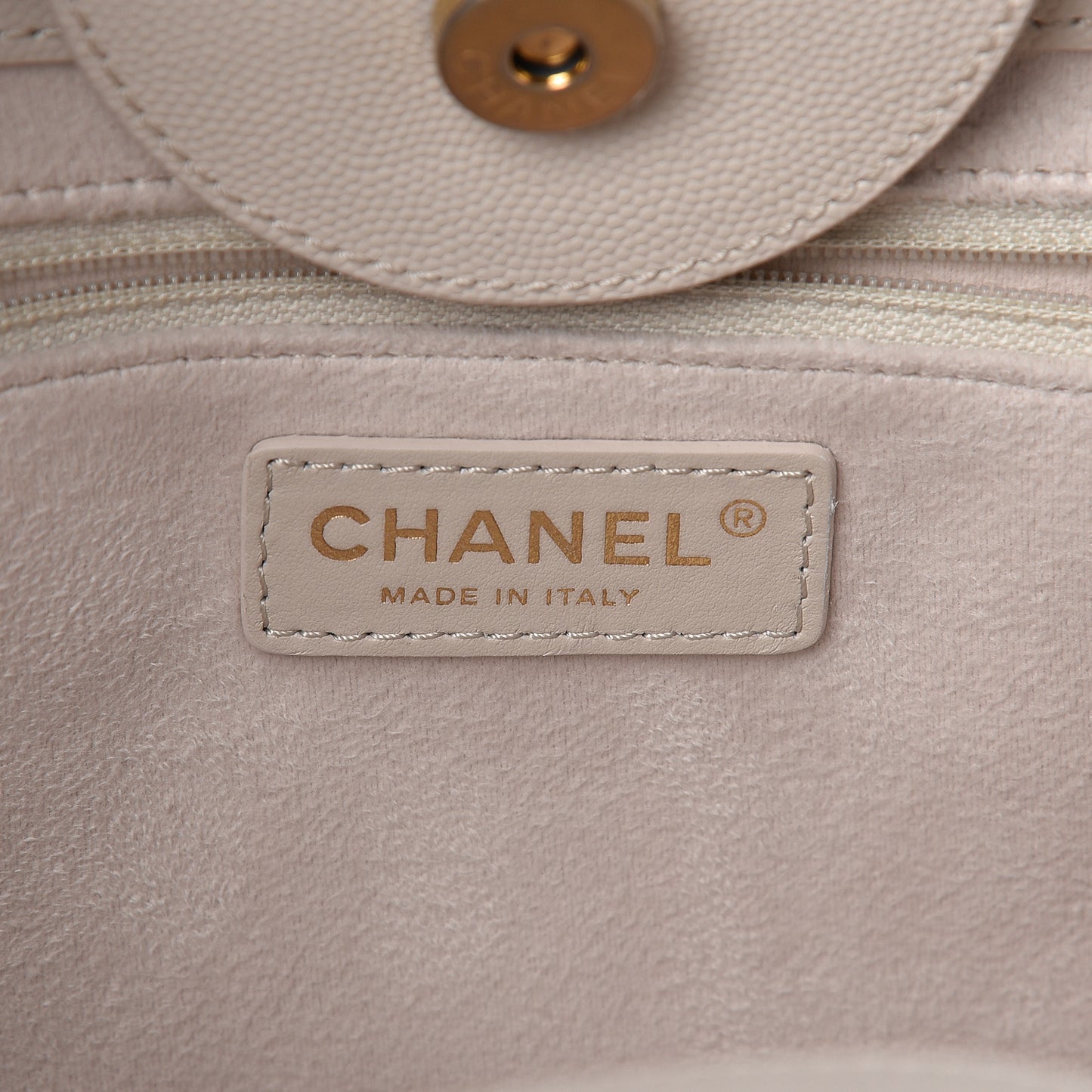 Caviar Small Studded Deauville Tote Ivory