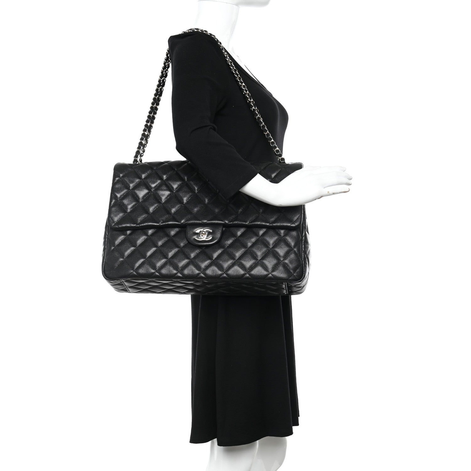 Chanel Caviar Quilted XXL Travel Flap Bag Black 2 of 10