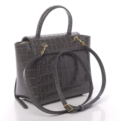 Celine Calfskin Crocodile Embossed Nano Belt Bag Grey 3 of 10