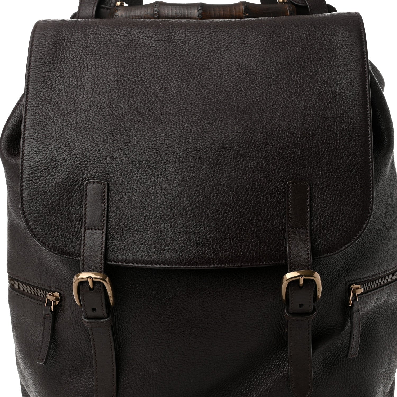 Gucci Calfskin Bamboo Drawstring Backpack Dark Brown 8 of 11