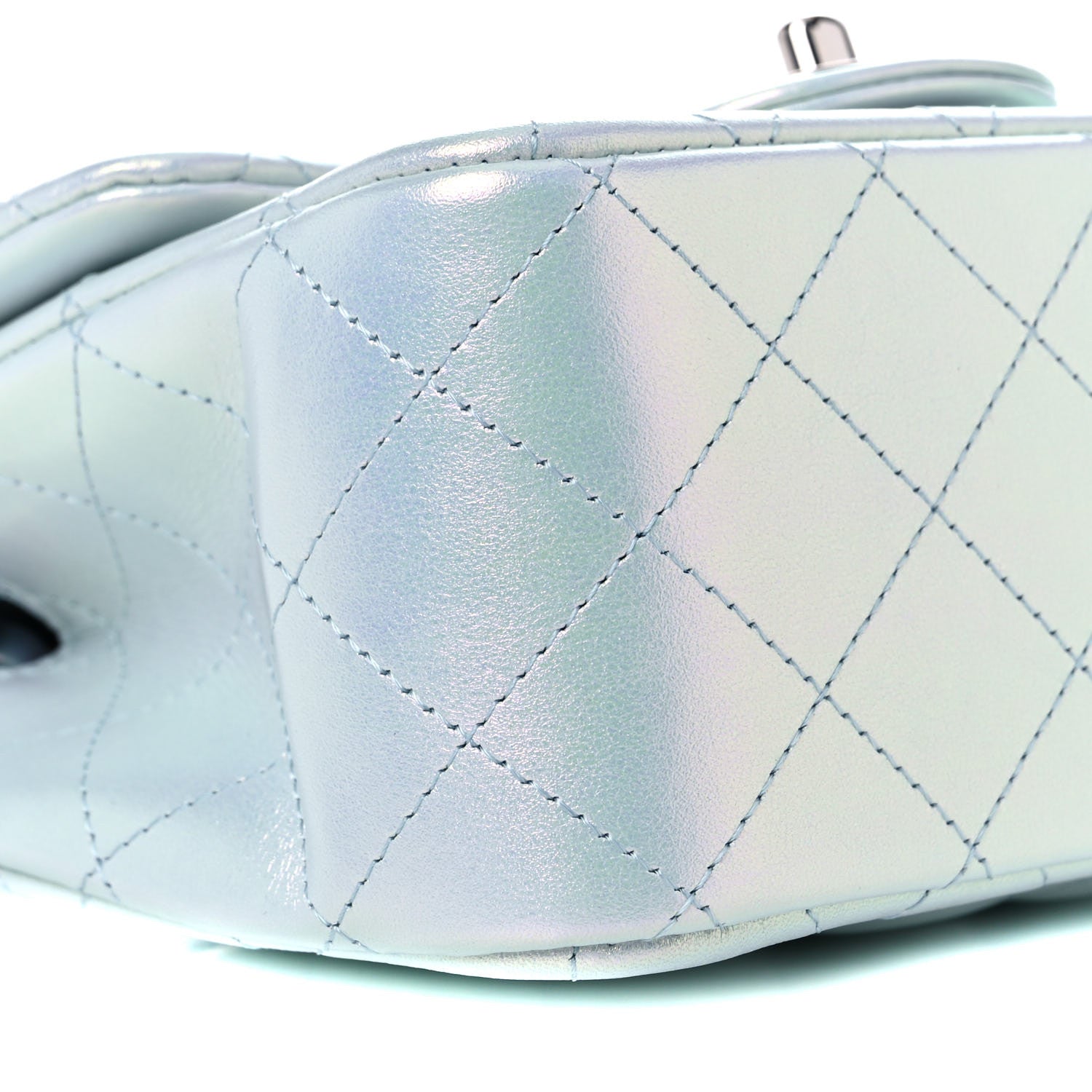 Chanel Iridescent Lambskin Quilted Mini Square Flap Light Blue 8 of 10