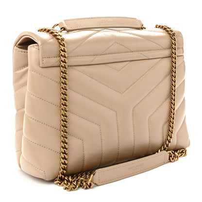 Saint Laurent Calfskin Y Quilted Monogram Small Loulou Chain Satchel Dark Beige 3 of 10