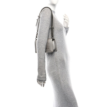 Chanel Metallic Caviar Chevron Quilted Small Boy Flap Silver 2 of 10