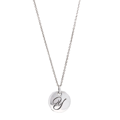 Tiffany Sterling Silver Letter Y Round Pendant Necklace 1 of 6