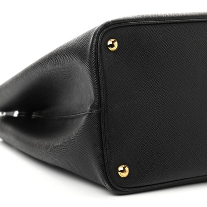 Prada Saffiano Cuir Large Double Bag Black Mughetto 11 of 13