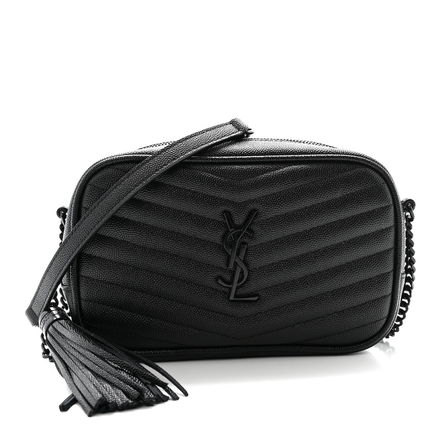 Saint Laurent Grain De Poudre Matelasse Monochrome Monogram Mini Lou Camera Bag Black 1 of 10