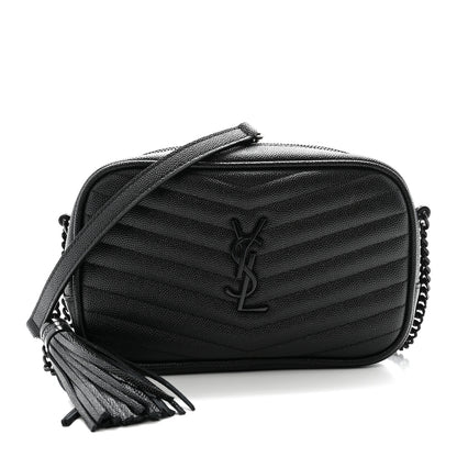 Saint Laurent Grain De Poudre Matelasse Monochrome Monogram Mini Lou Camera Bag Black 1 of 10