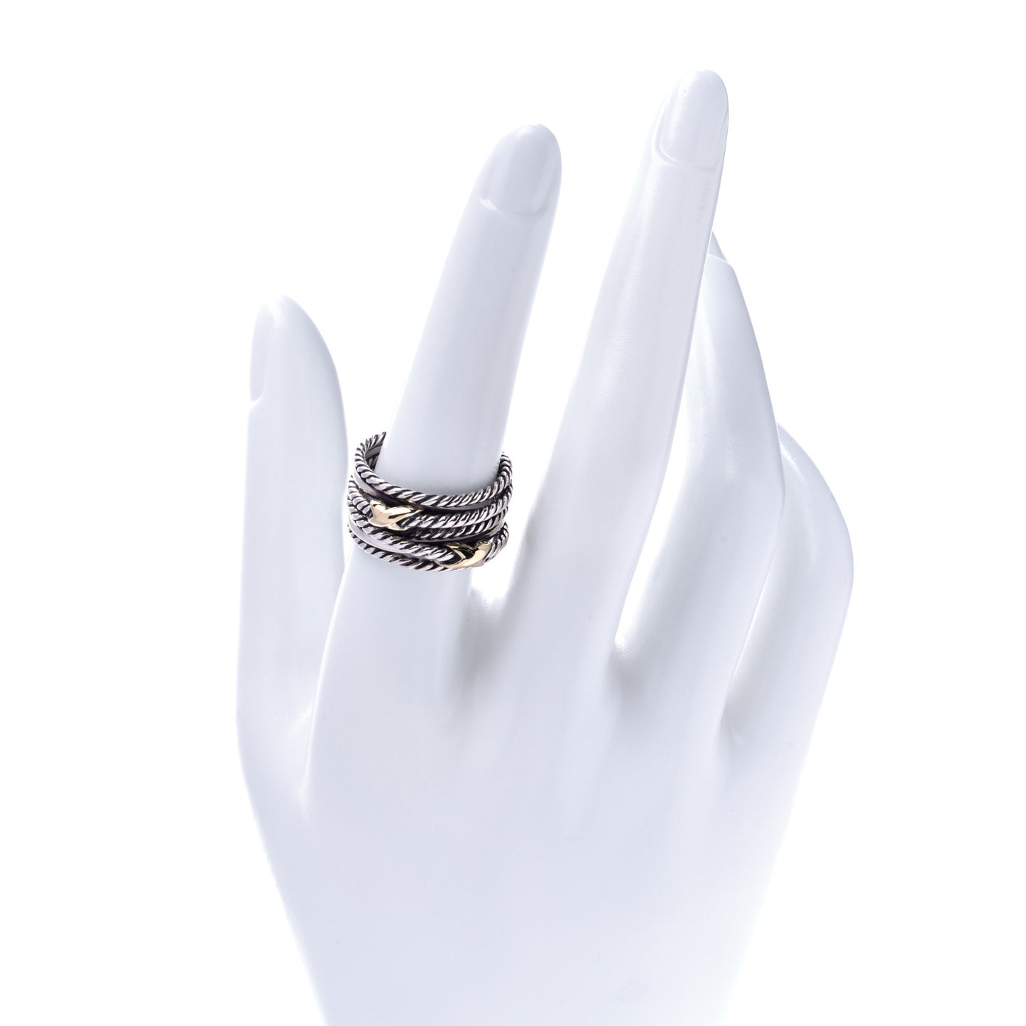 Sterling Silver 18K Yellow Gold Double X Crossover Ring 56 7.5