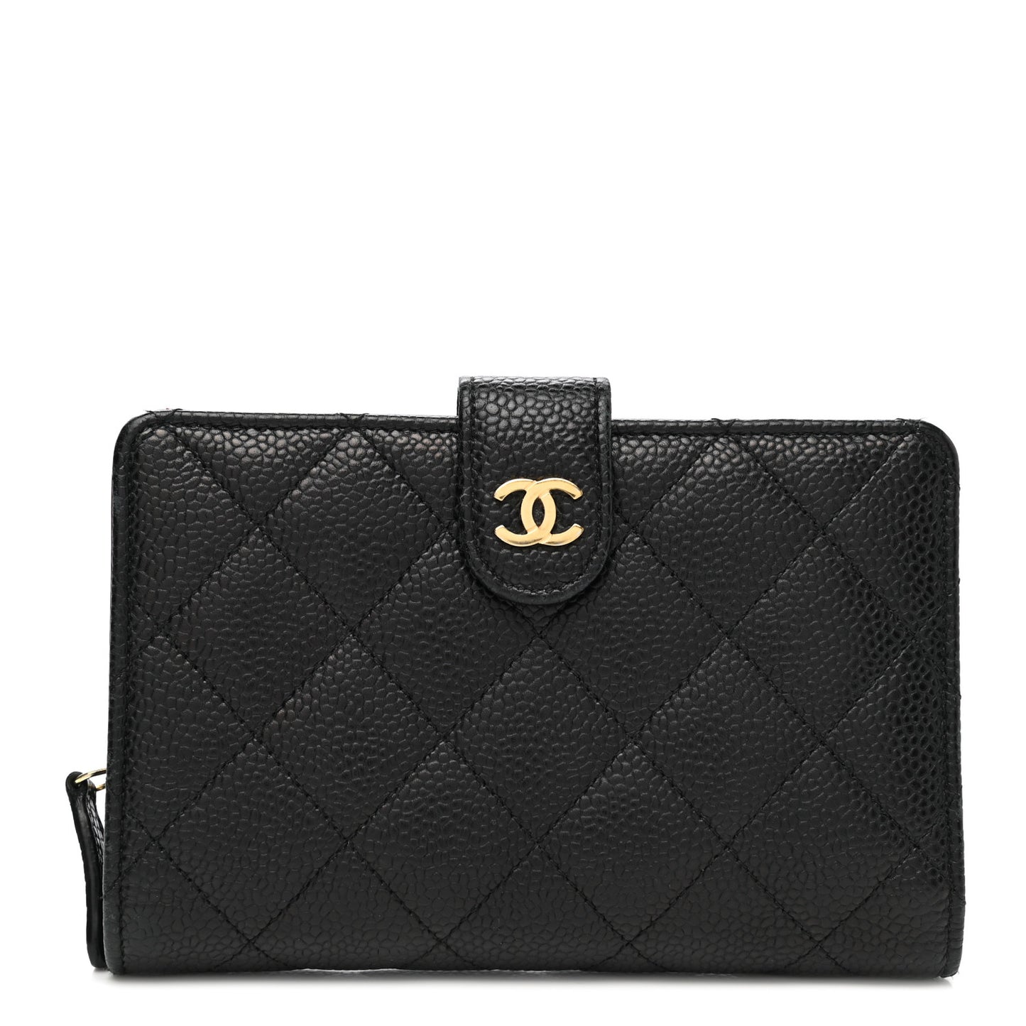 Caviar Quilted Zipped Pocket Wallet Black