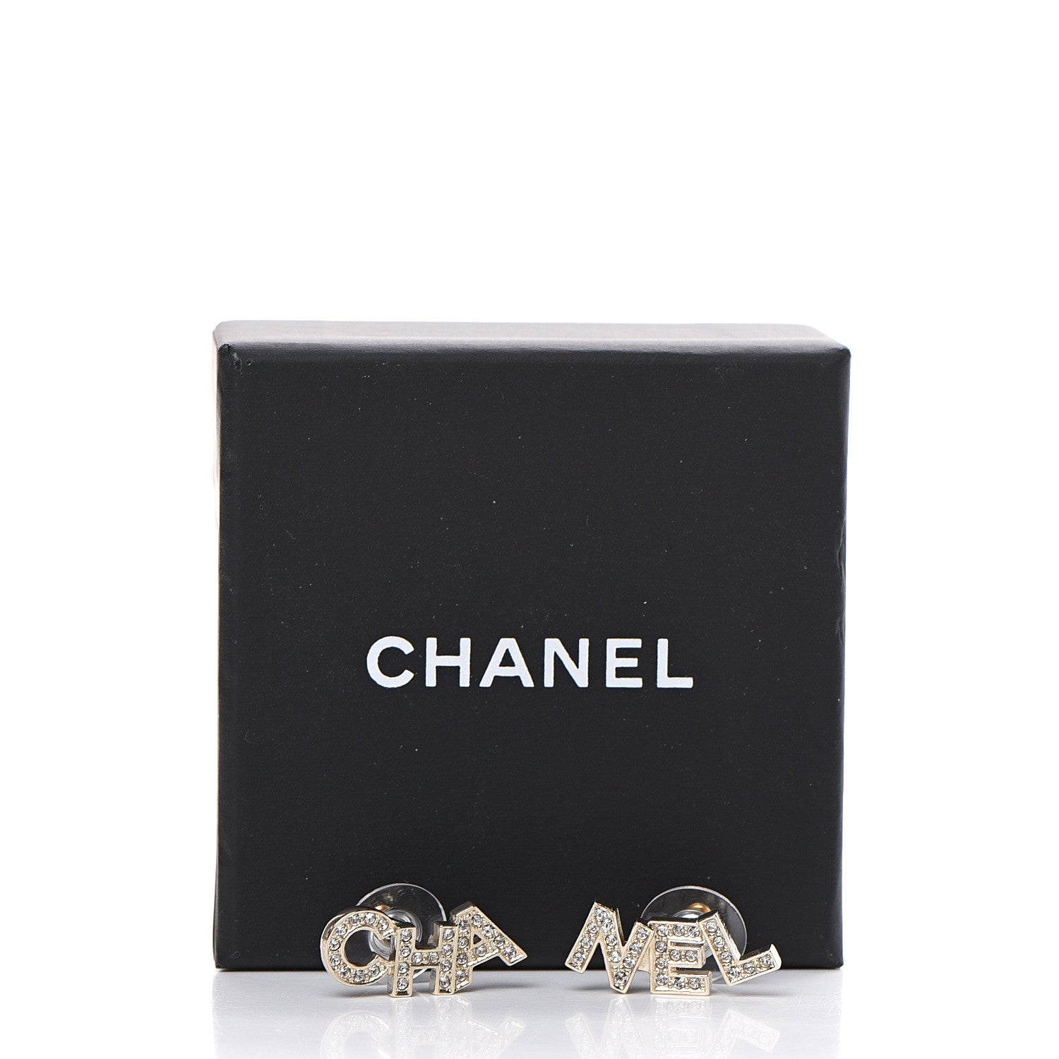 Chanel Crystal Pearl Signature Stud Earrings Gold 5 of 5