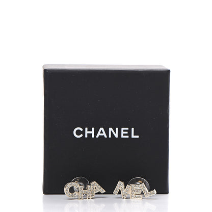 Chanel Crystal Pearl Signature Stud Earrings Gold 5 of 5