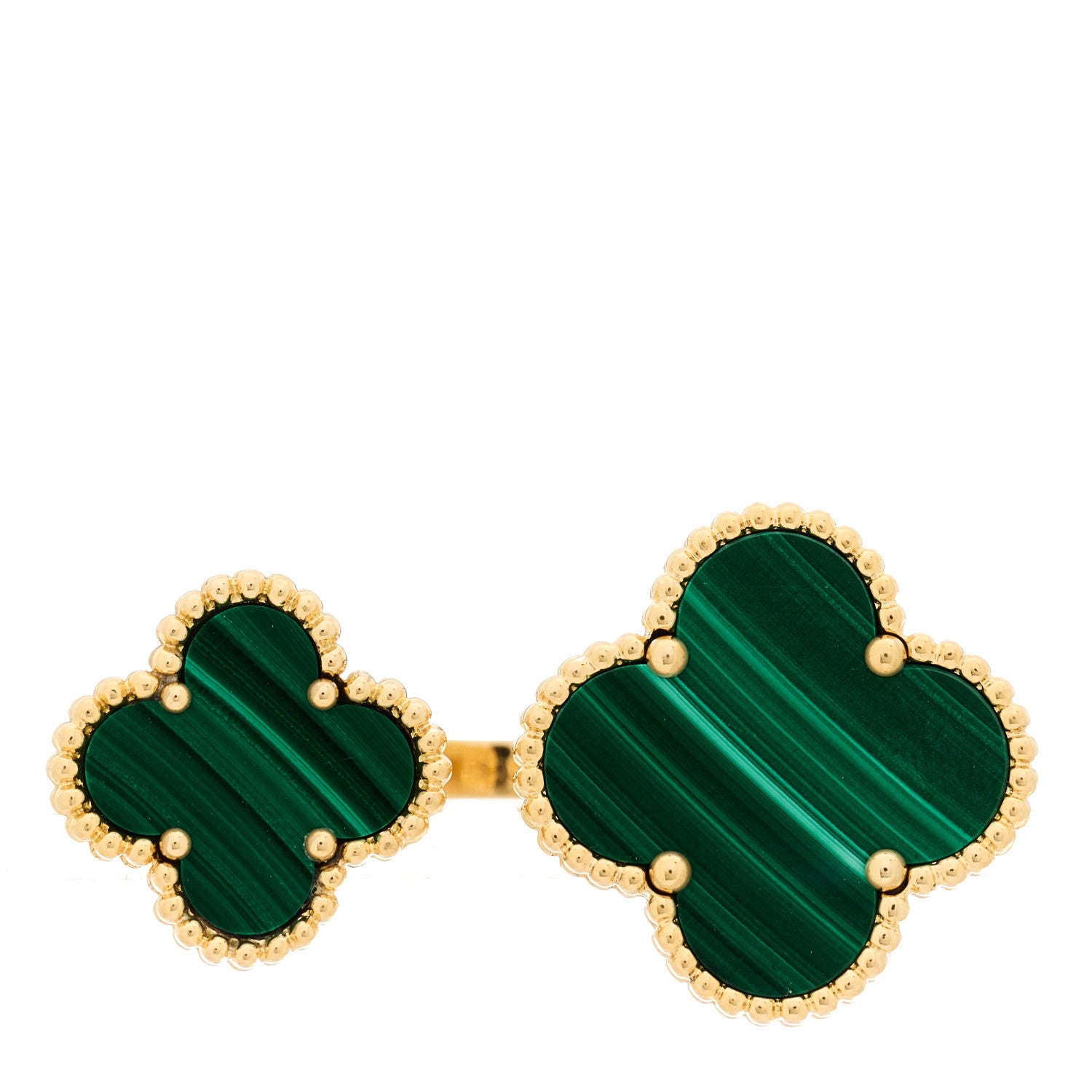 Van Cleef & Arpels 18K Yellow Gold Malachite Magic Alhambra Between the Finger Ring 50 5.25 1 of 8