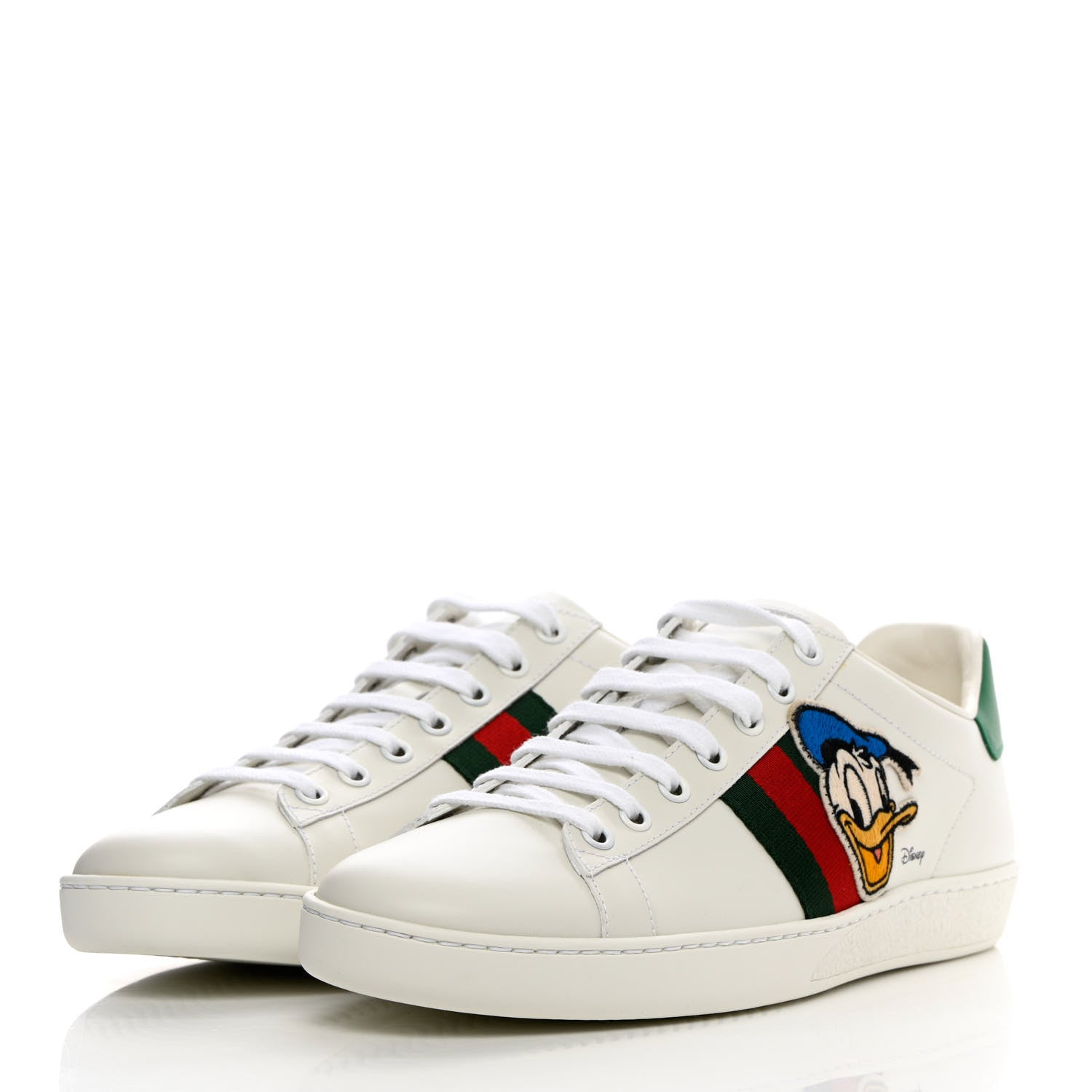Gucci X DISNEY Calfskin Miro Soft Web Donald Duck Womens Ace Sneakers 39 White New Shamarock 3 of 13