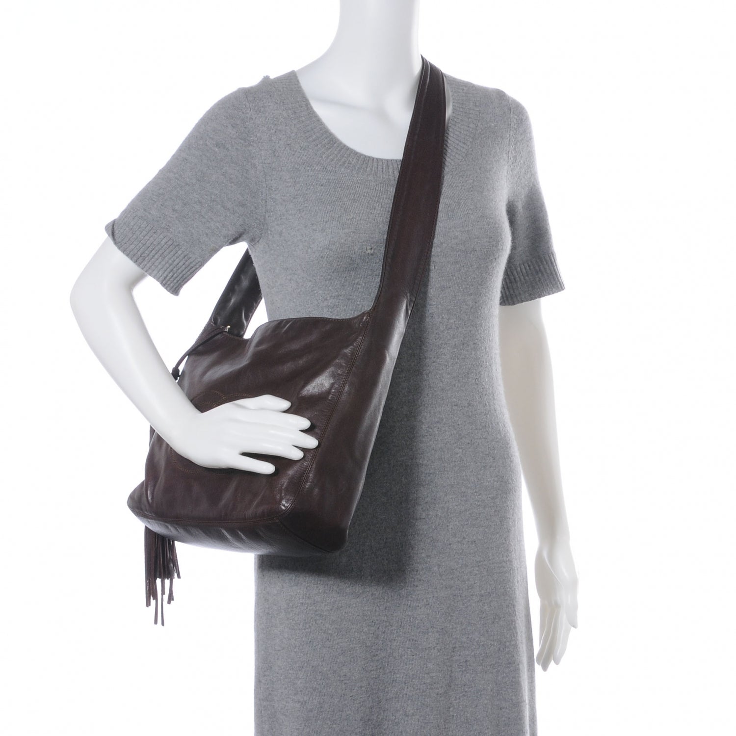 Chanel Lambskin CC Tassel Shoulder Bag Brown 2 of 7