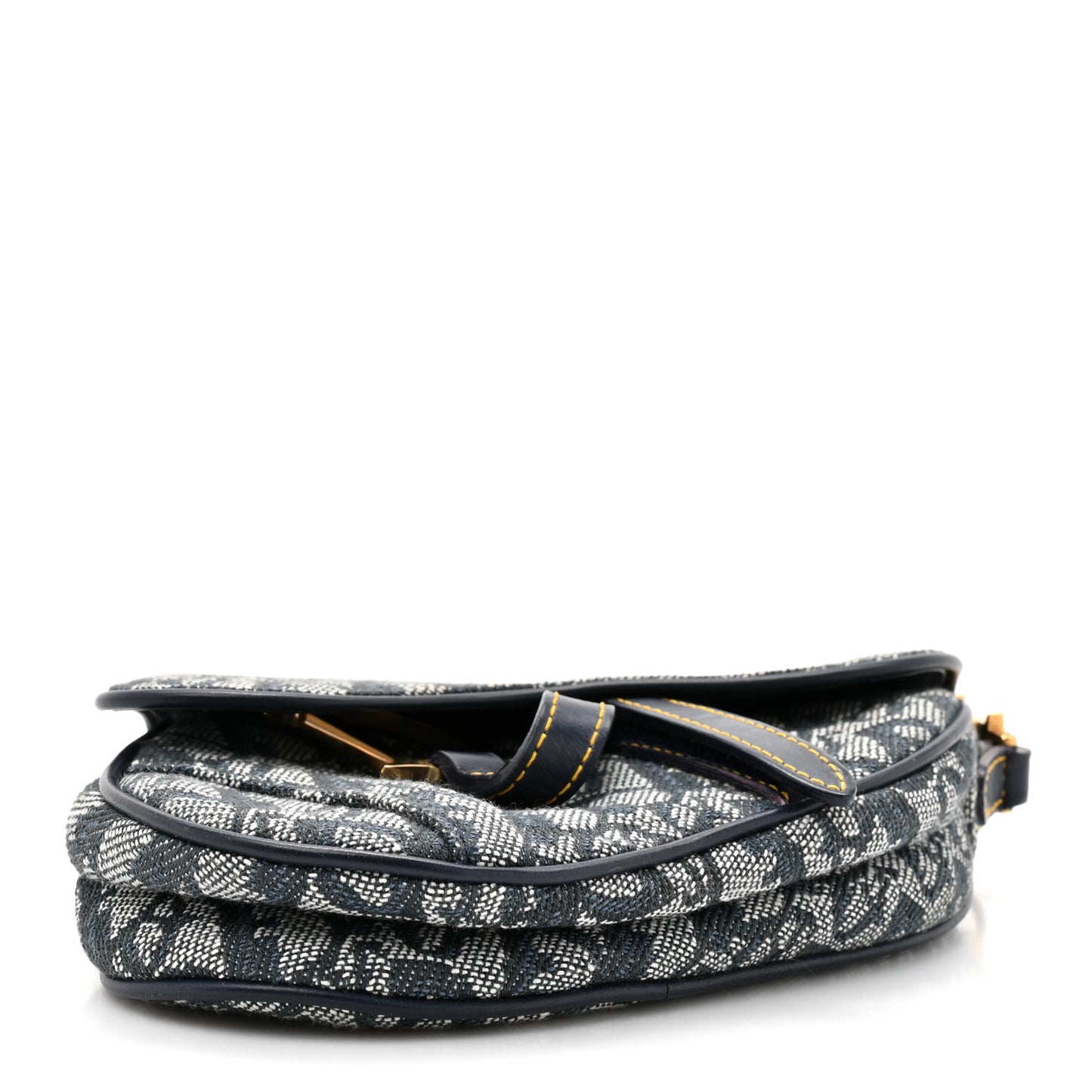 Monogram Mini Saddle Wristlet Navy Blue