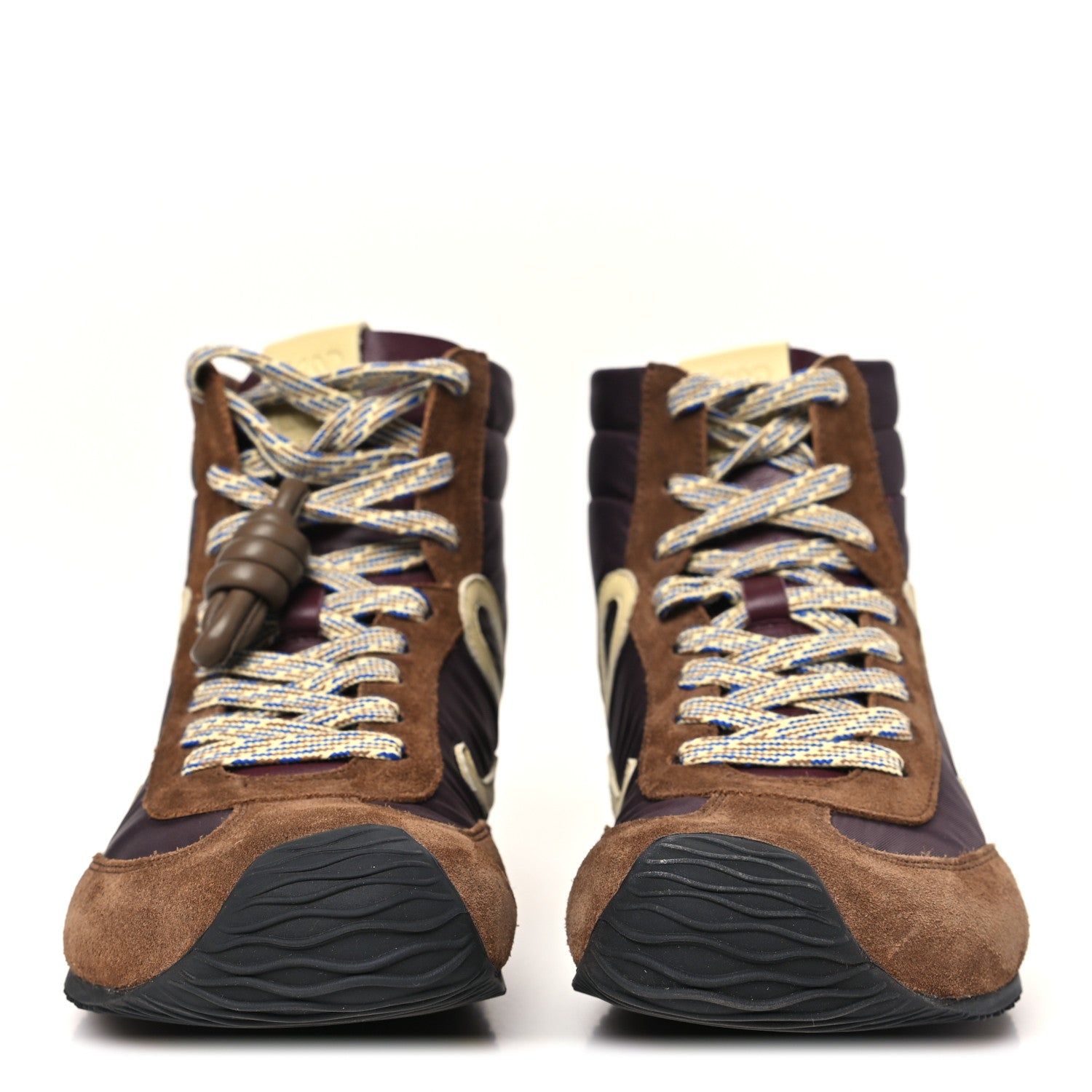 Loewe Nylon Suede Flow Runner 2.0 High Top Sneakers 37 Brown Yellow Blue 3 of 10