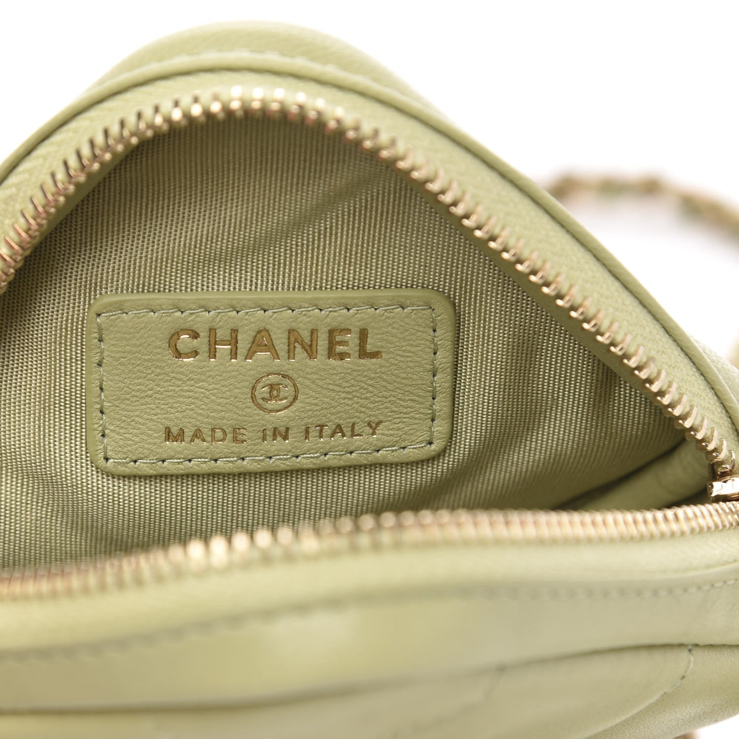 Lambskin Quilted Diamond Coin Purse With Chain Green