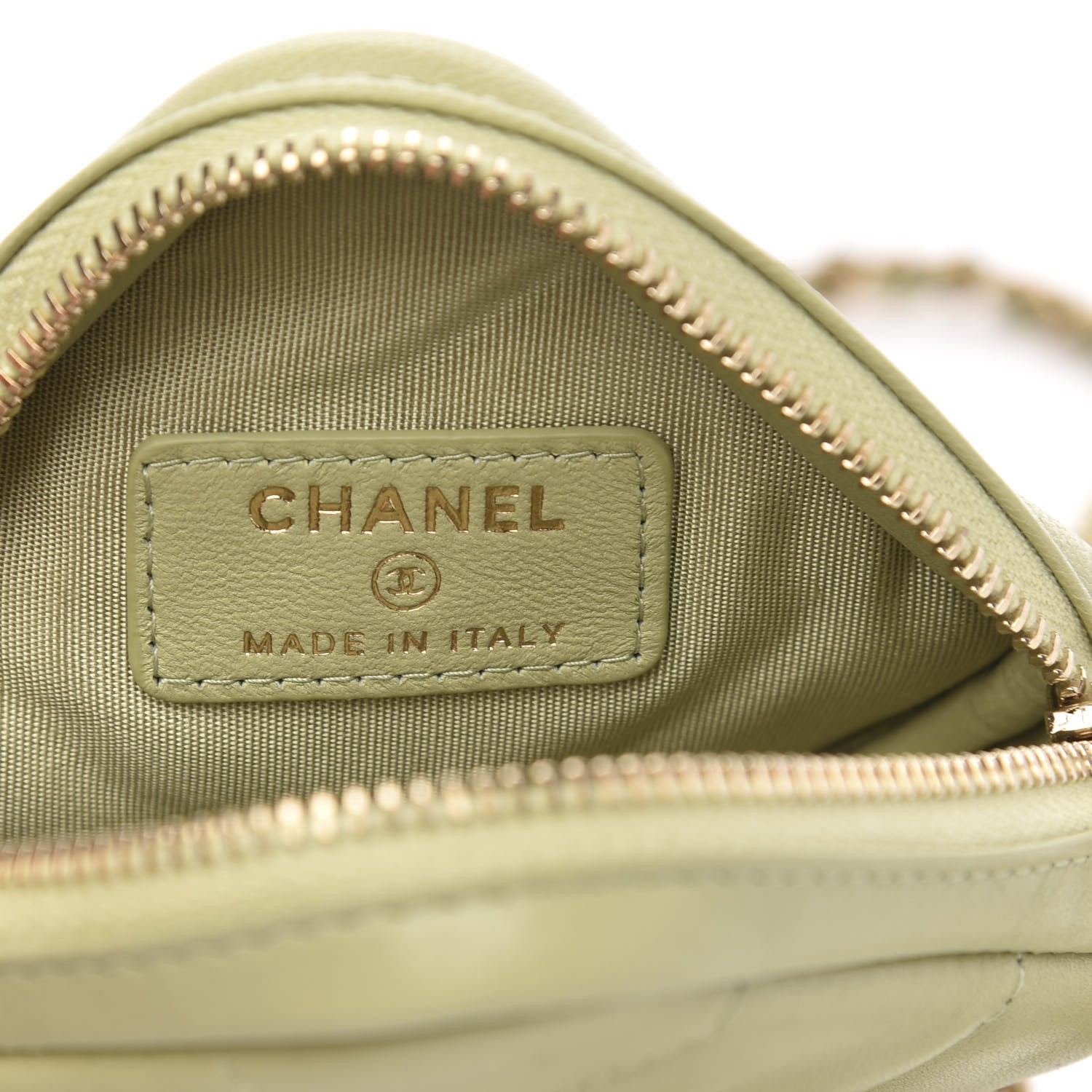 Chanel Lambskin Quilted Diamond Coin Purse With Chain Green 6 of 9