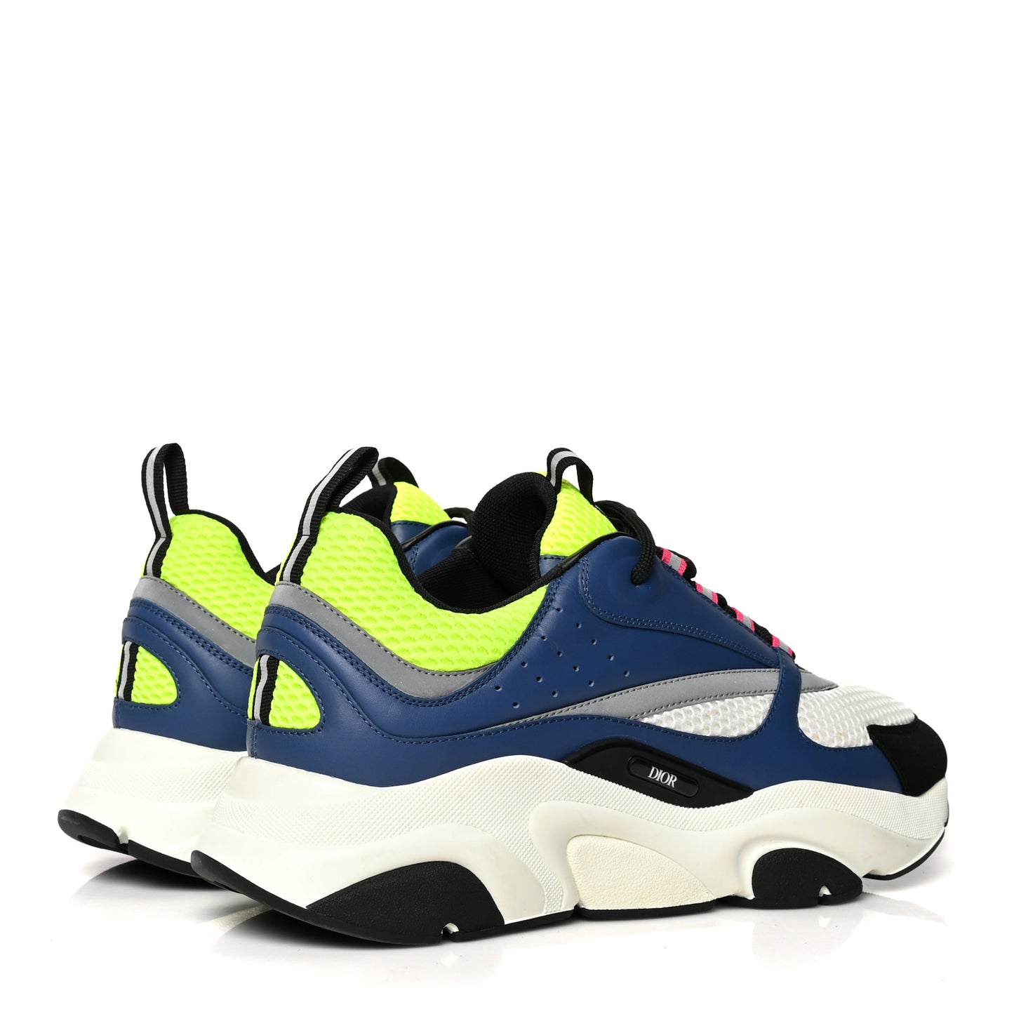 Technical Mesh Calfskin Mens B22 Sneakers 44 Blue Beige