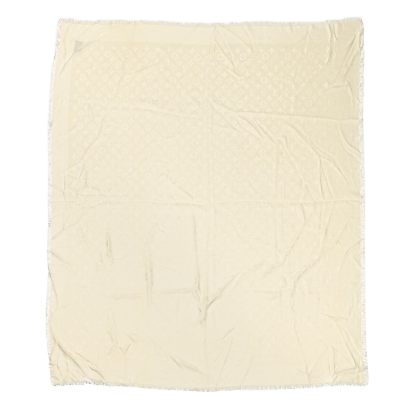 Silk Wool Monogram Shawl Beige