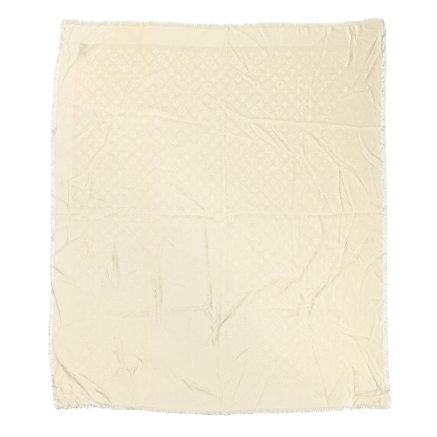 Louis Vuitton Silk Wool Monogram Shawl Beige 1 of 4