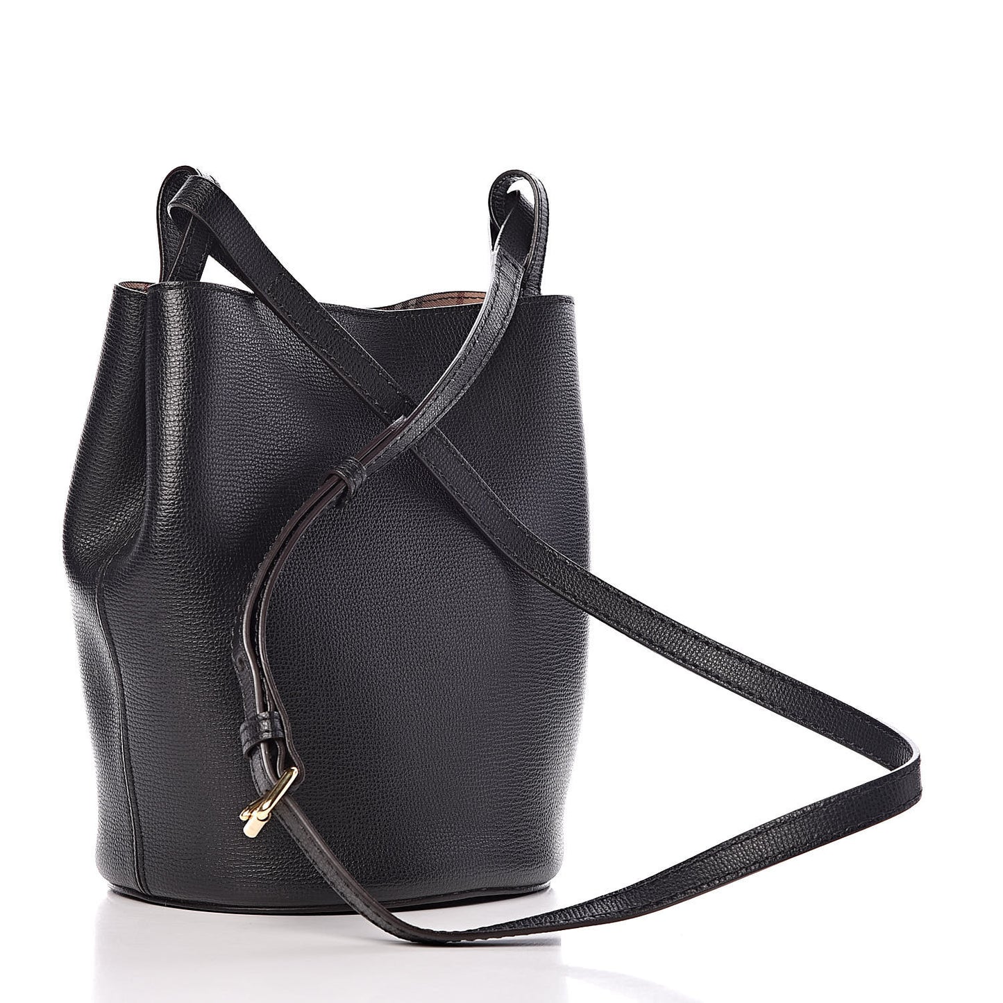 London Grainy Calfskin Small Lorne Bucket Crossbody Black