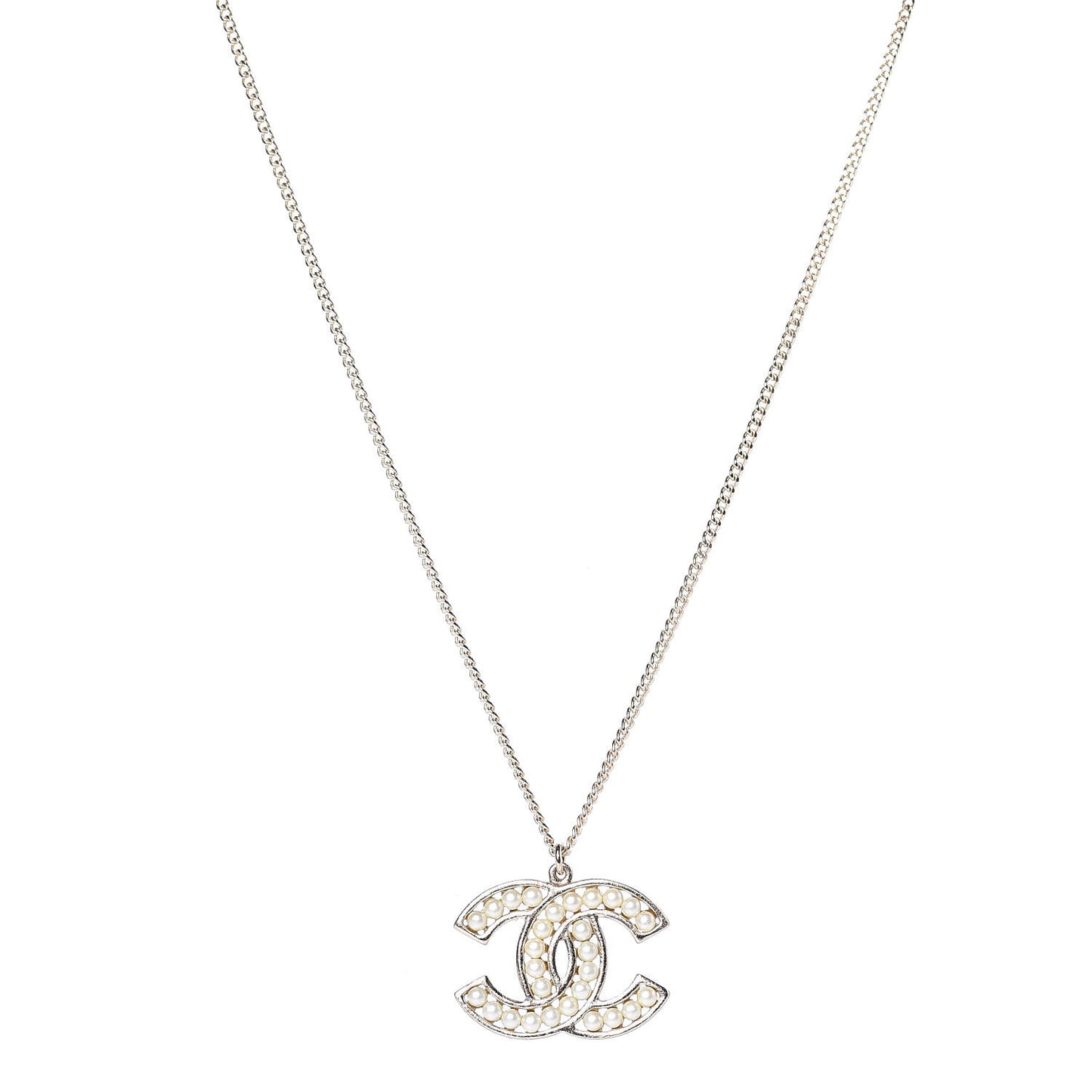 Pearl CC Pendant Necklace Light Gold
