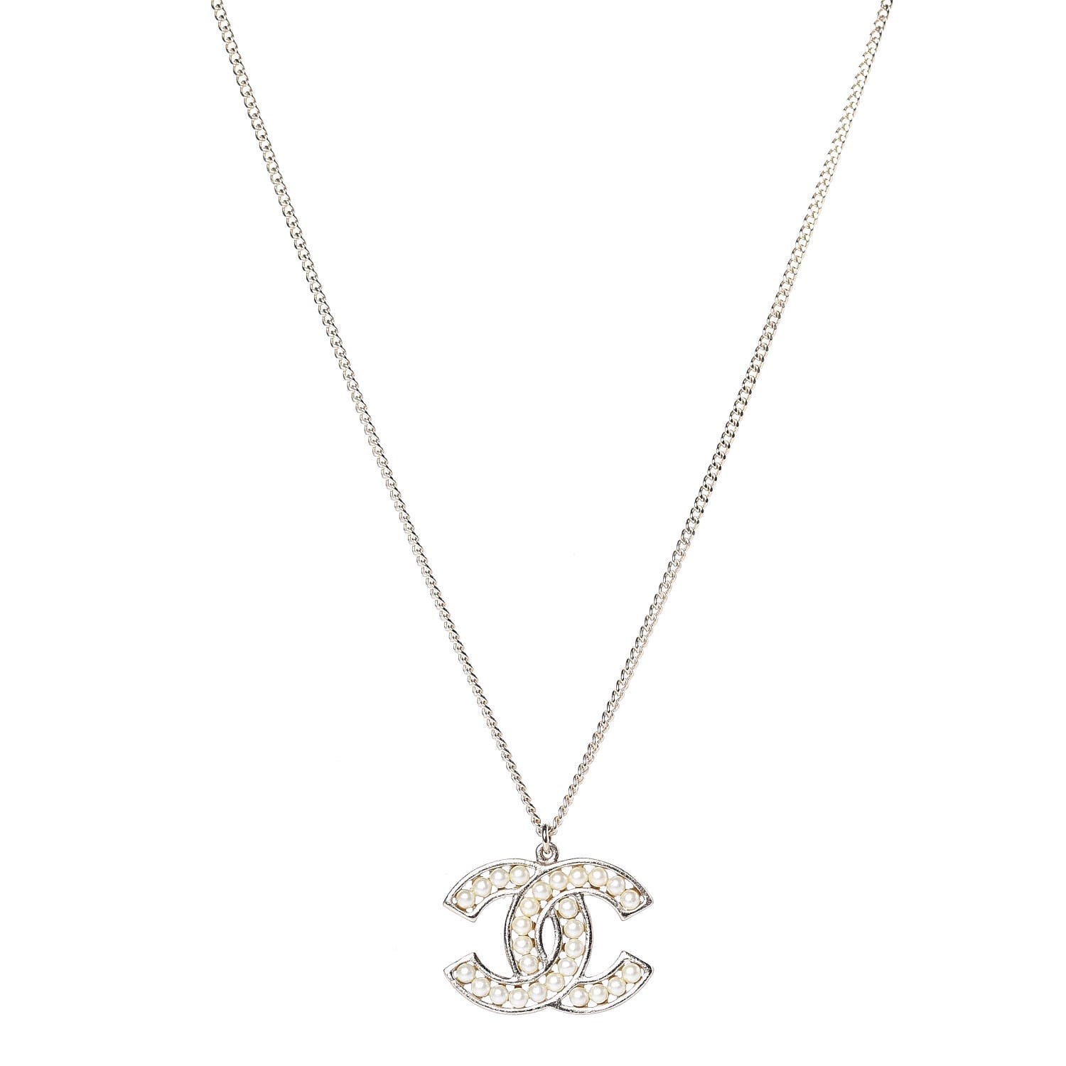 Chanel Pearl CC Pendant Necklace Light Gold 1 of 5