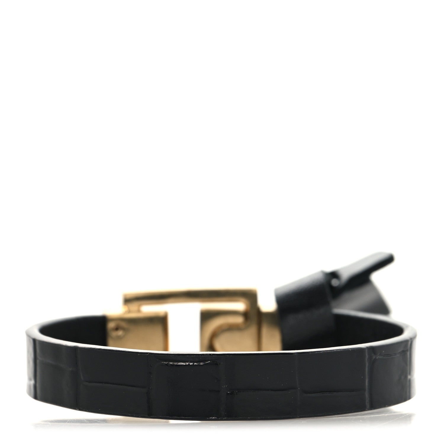 Saint Laurent Calfskin Cocco Print Bracelet M Black 3 of 4
