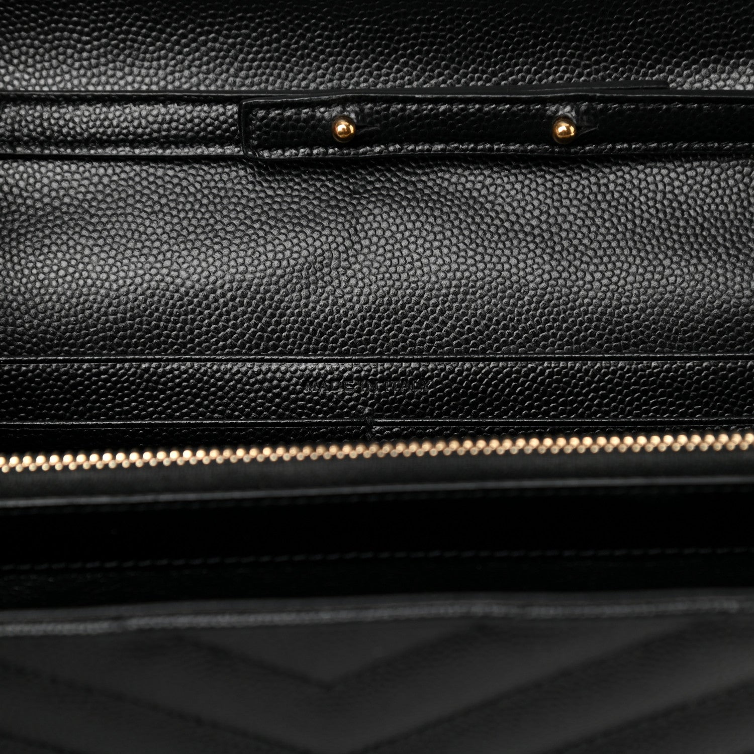 Saint Laurent Grain De Poudre Matelasse Chevron Monogram Chain Wallet Black 7 of 15