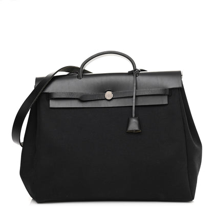 Hermes Toile Officier Vache Calfskin Herbag 39 GM Black 1 of 19