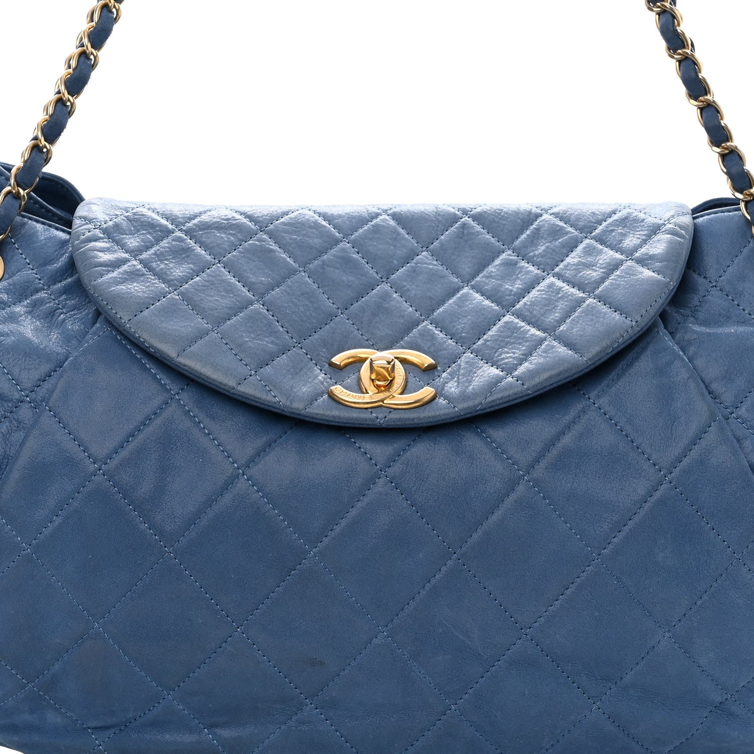 Chanel Iridescent Calfskin Chic Quilt Accordion Flap Bag Blue 8 of 10