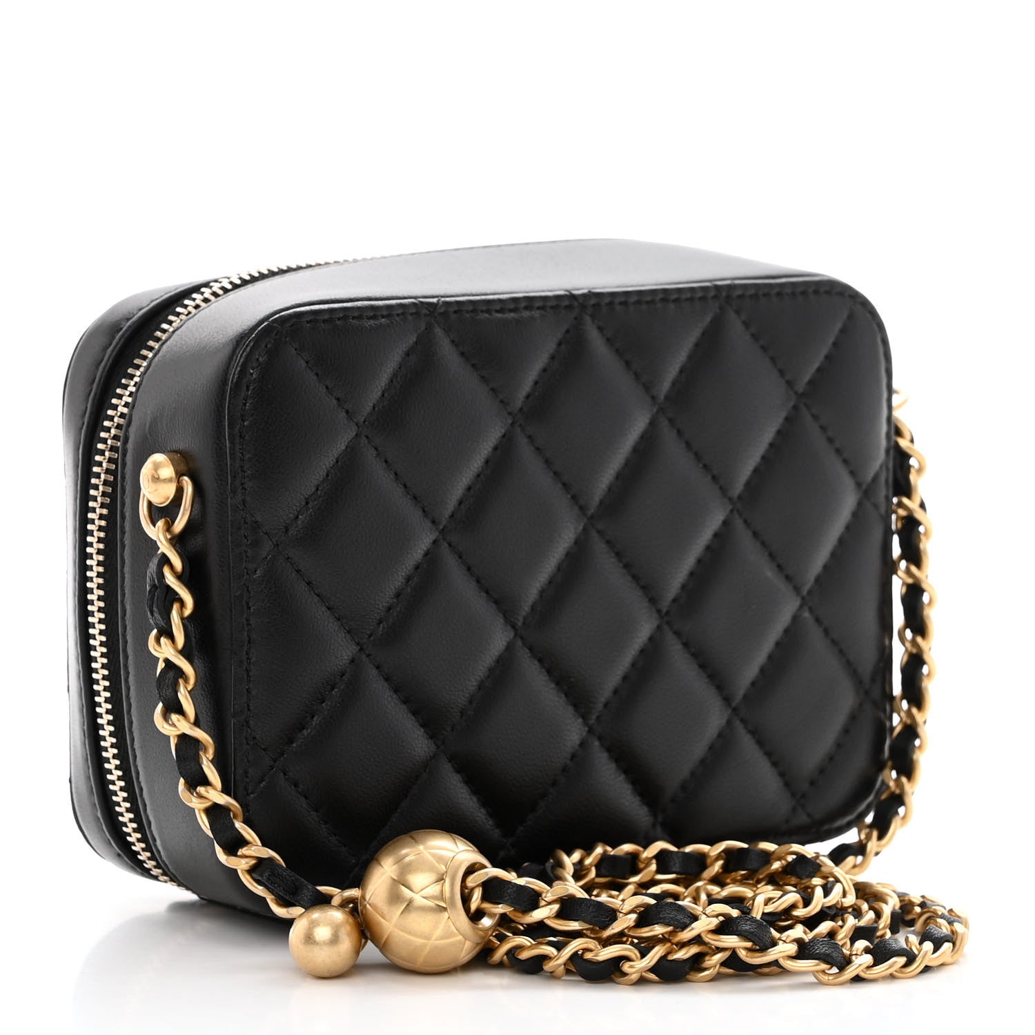Chanel Lambskin Quilted CC Pearl Crush Camera Case Black 3 of 11