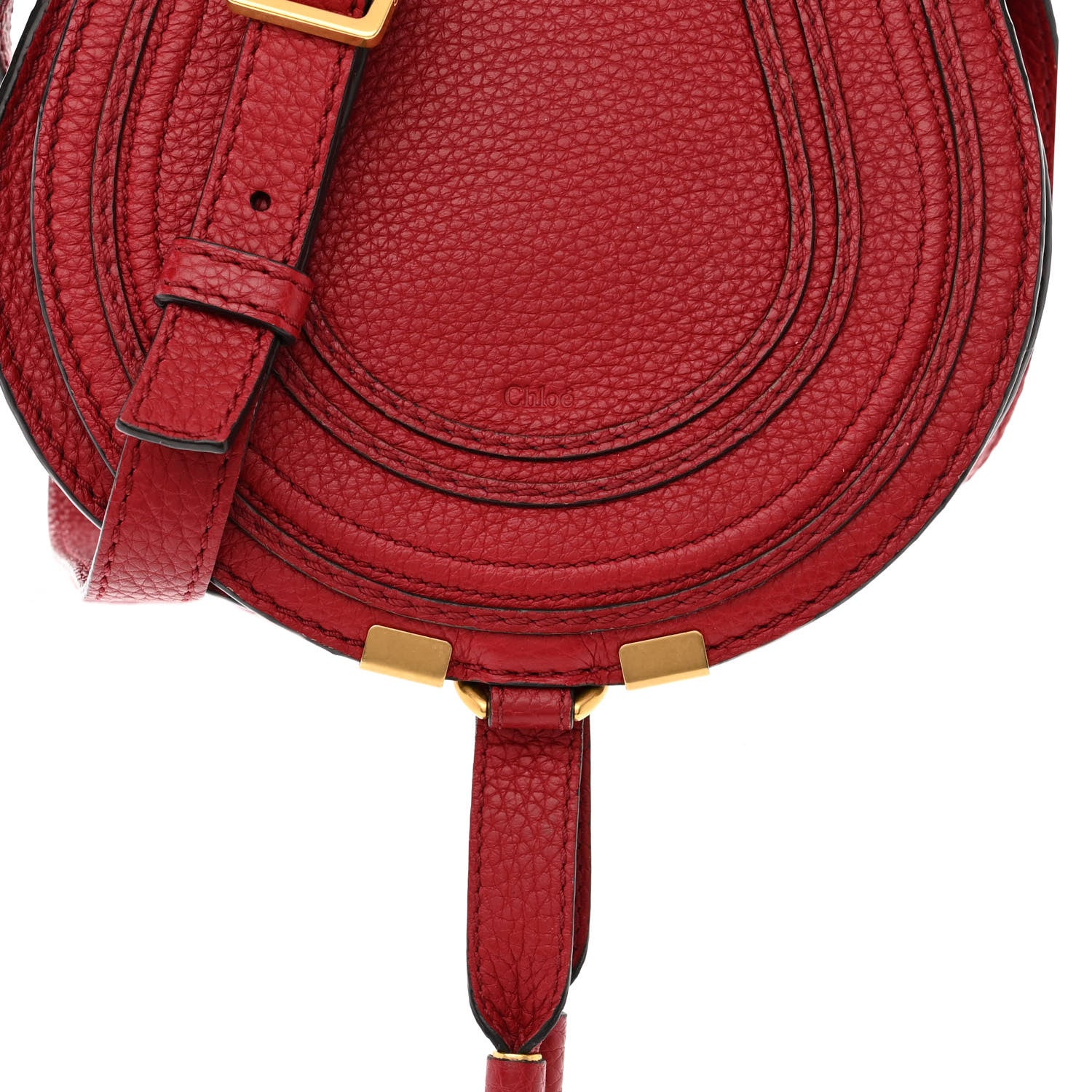 Chloe Calfskin Mini Marcie Round Crossbody Bag Red 9 of 13