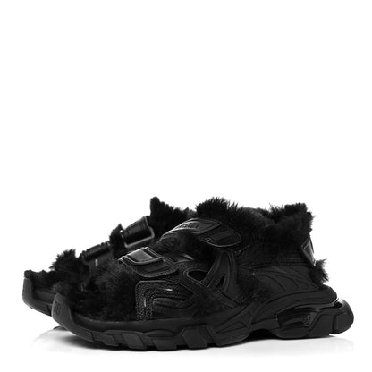 Balenciaga Faux Fur Rubber Mesh Womens Track Sandals 39 Black 3 of 6
