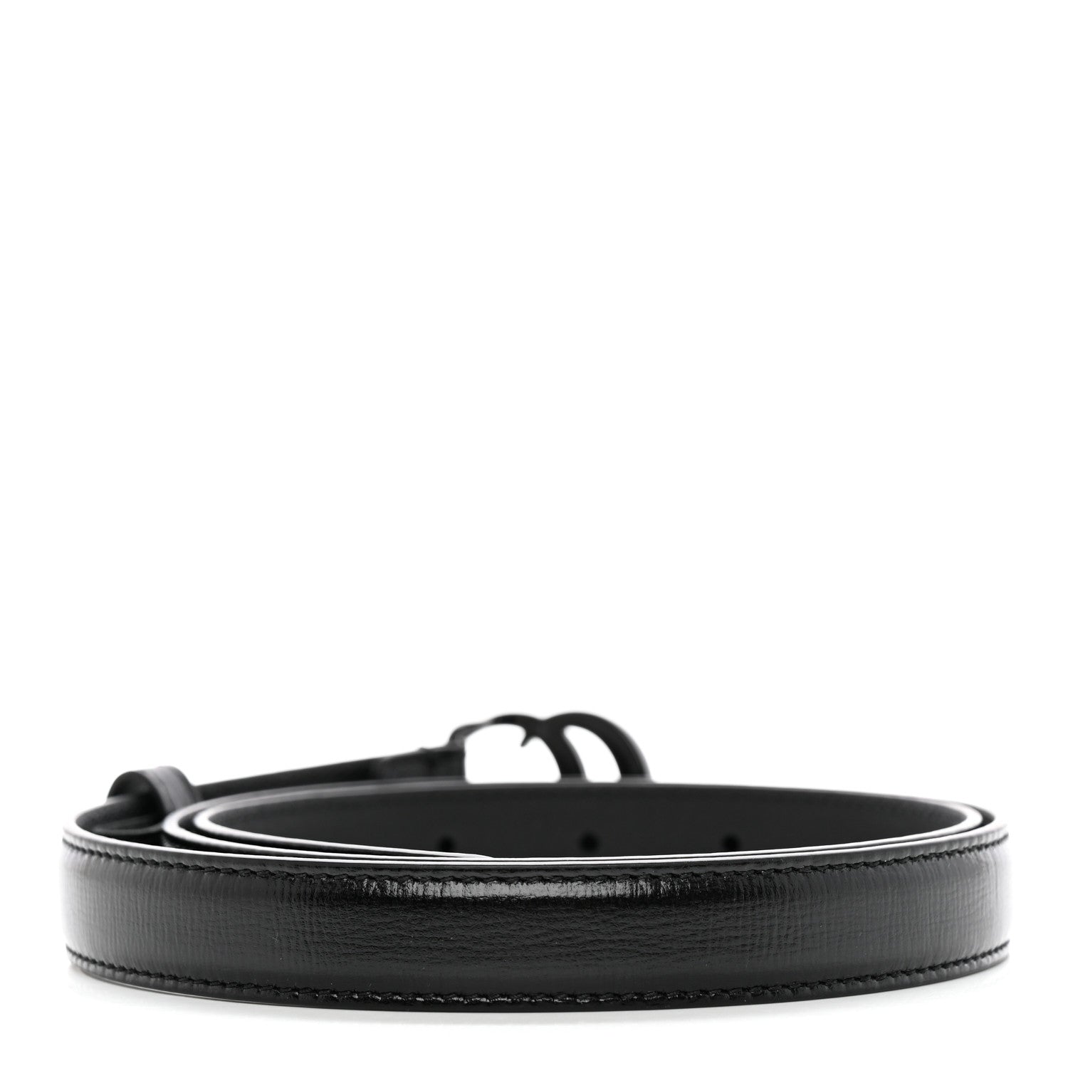 Gucci Azalea Calfskin Enamel Monochrome Double G 20mm Belt 85 34 Black 2 of 5