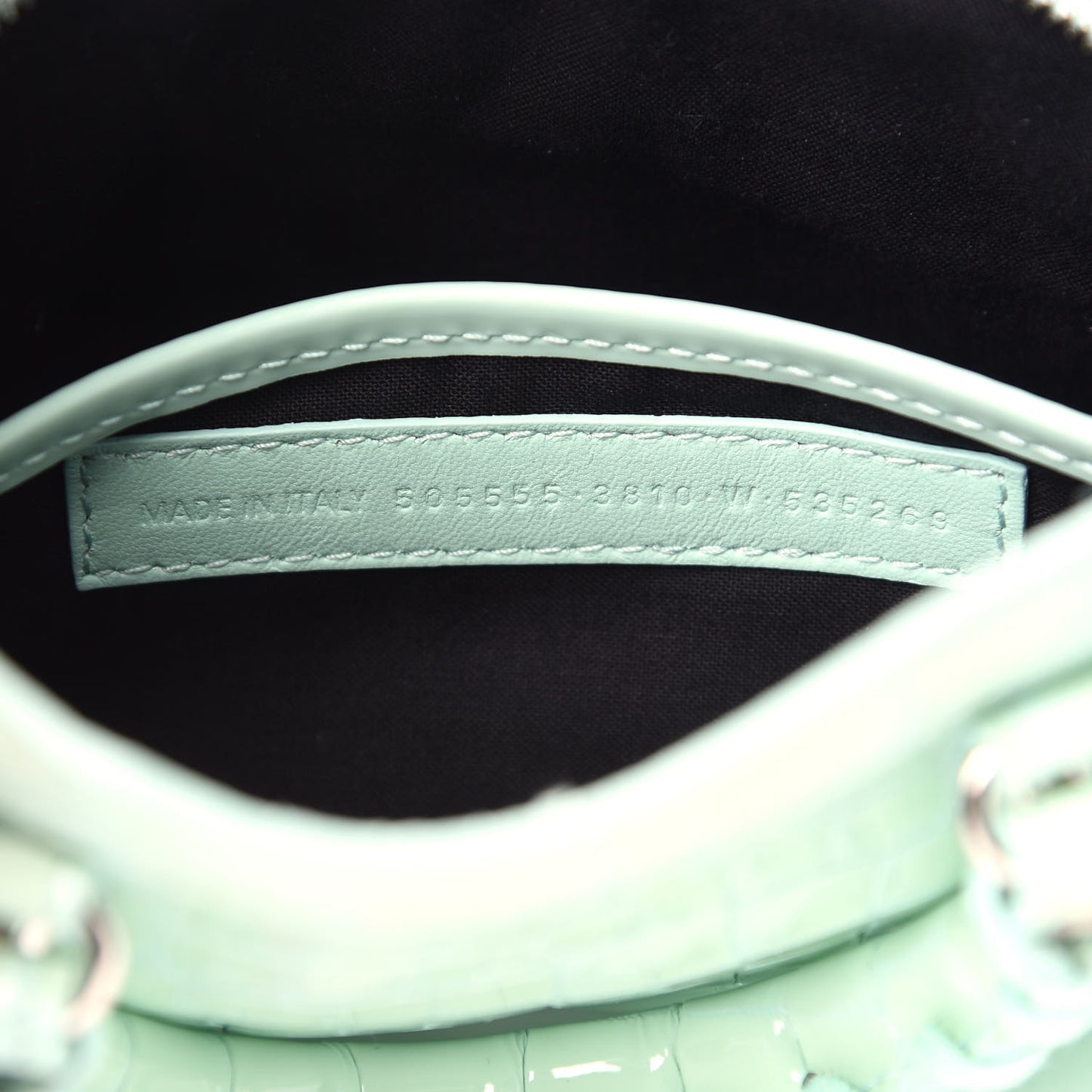 Patent Crocodile Embossed Classic Silver Hardware Nano City Light Green