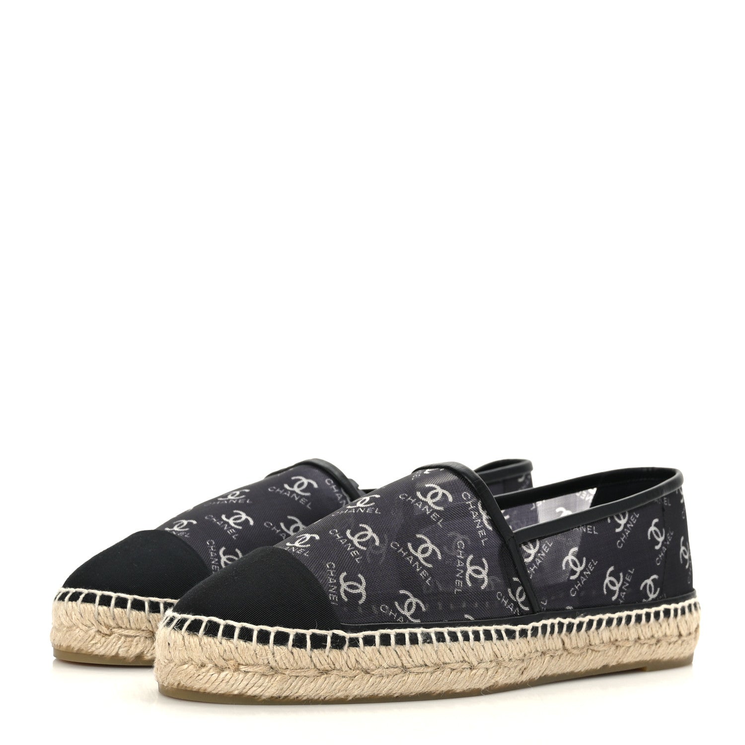 Chanel Mesh Grosgrain CC Espadrilles 41 Black White 3 of 6