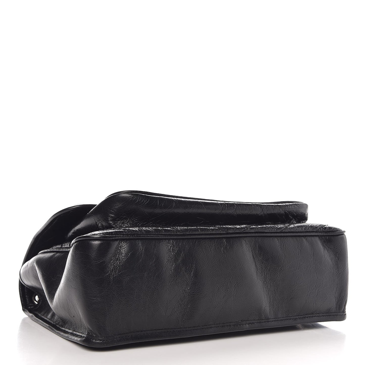 Crinkled Calfskin Matelasse Monogram Large Niki Chain Satchel Black