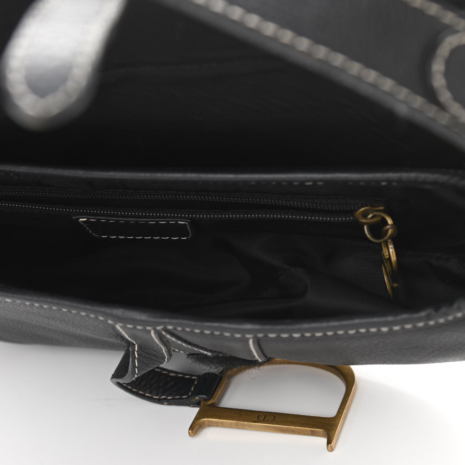 Christian Dior Grained Calfskin Saddle Bag Black 5 of 10