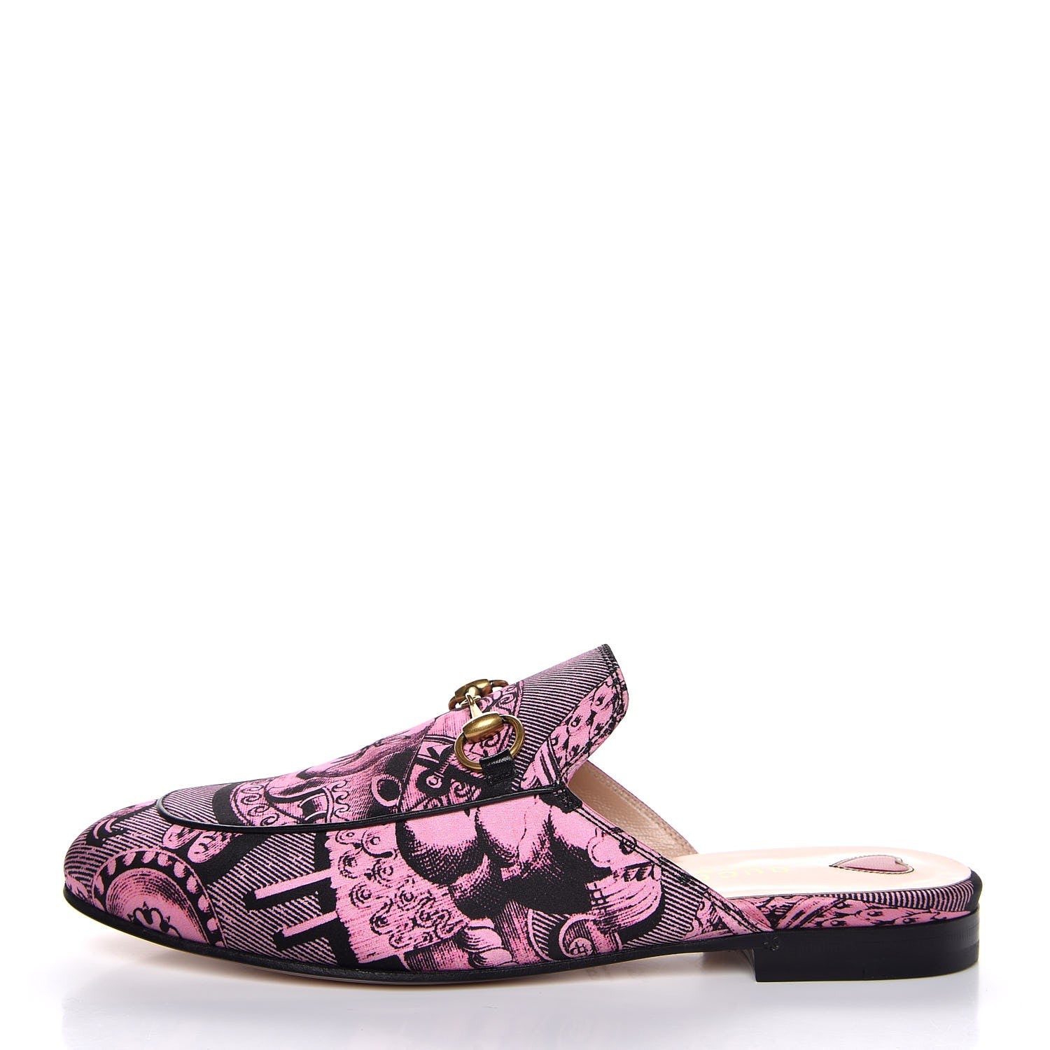 Gucci Silk Satin GG Wallpaper Saint Romain Womens Princetown Slippers 36.5 Pink Black 1 of 8