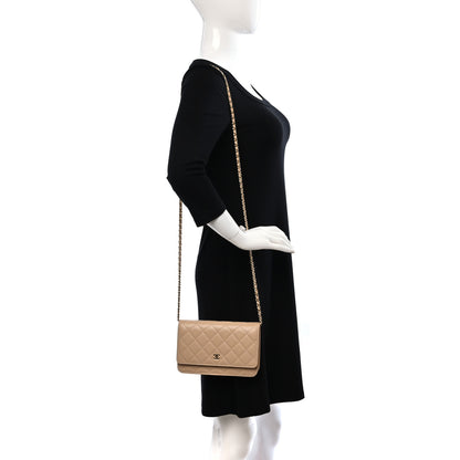 Chanel Caviar Quilted Wallet On Chain WOC Beige 2 of 11