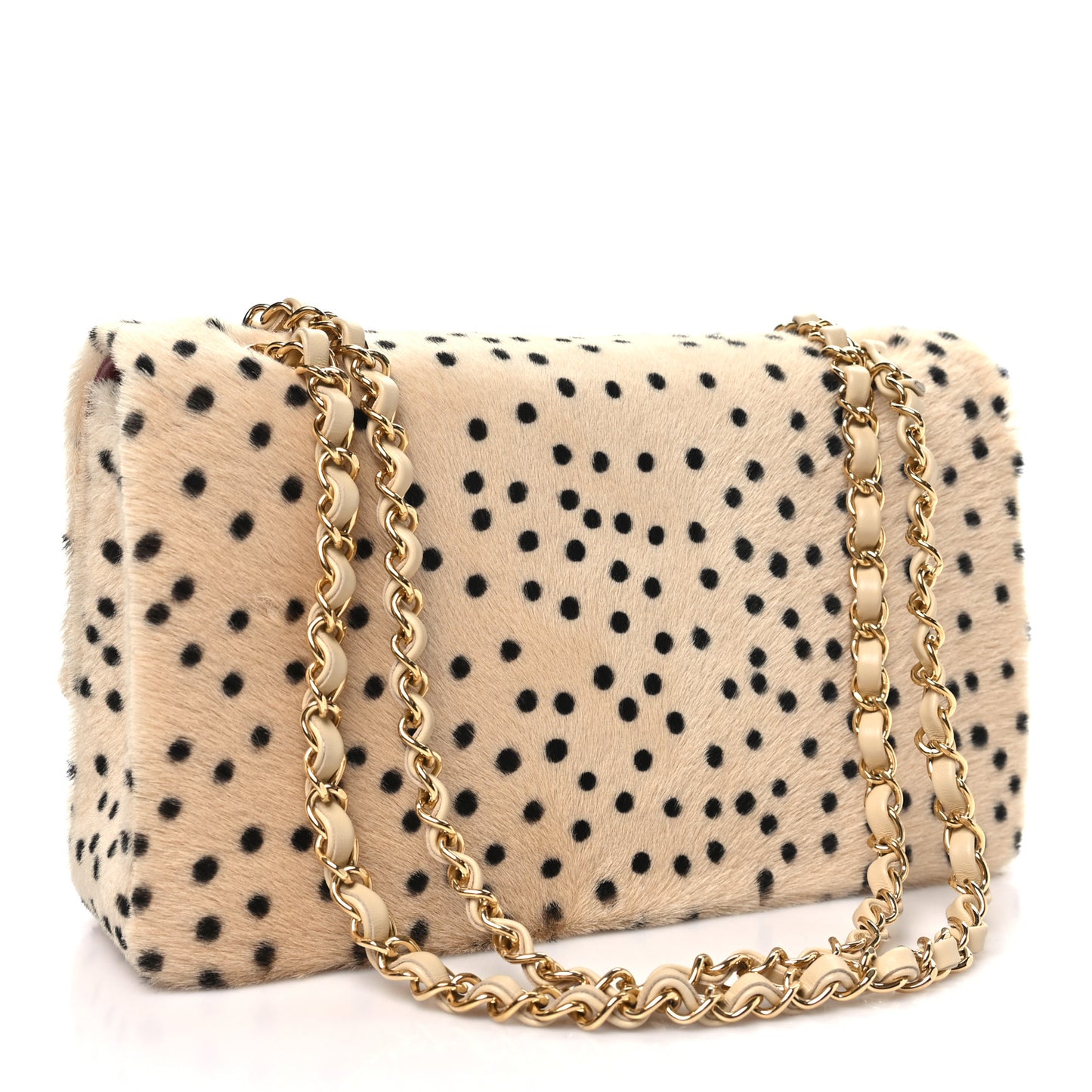 Pony Hair Cheetah Printed Creative Fabrics Flap Light Beige Black