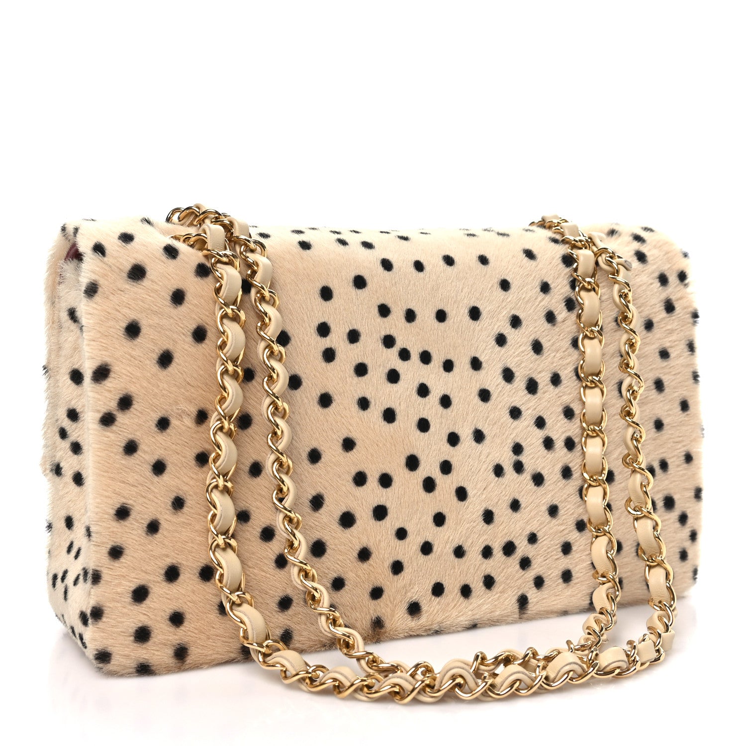 Chanel Pony Hair Cheetah Printed Creative Fabrics Flap Light Beige Black 2 of 11
