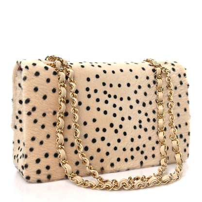 Chanel Pony Hair Cheetah Printed Creative Fabrics Flap Light Beige Black 2 of 11