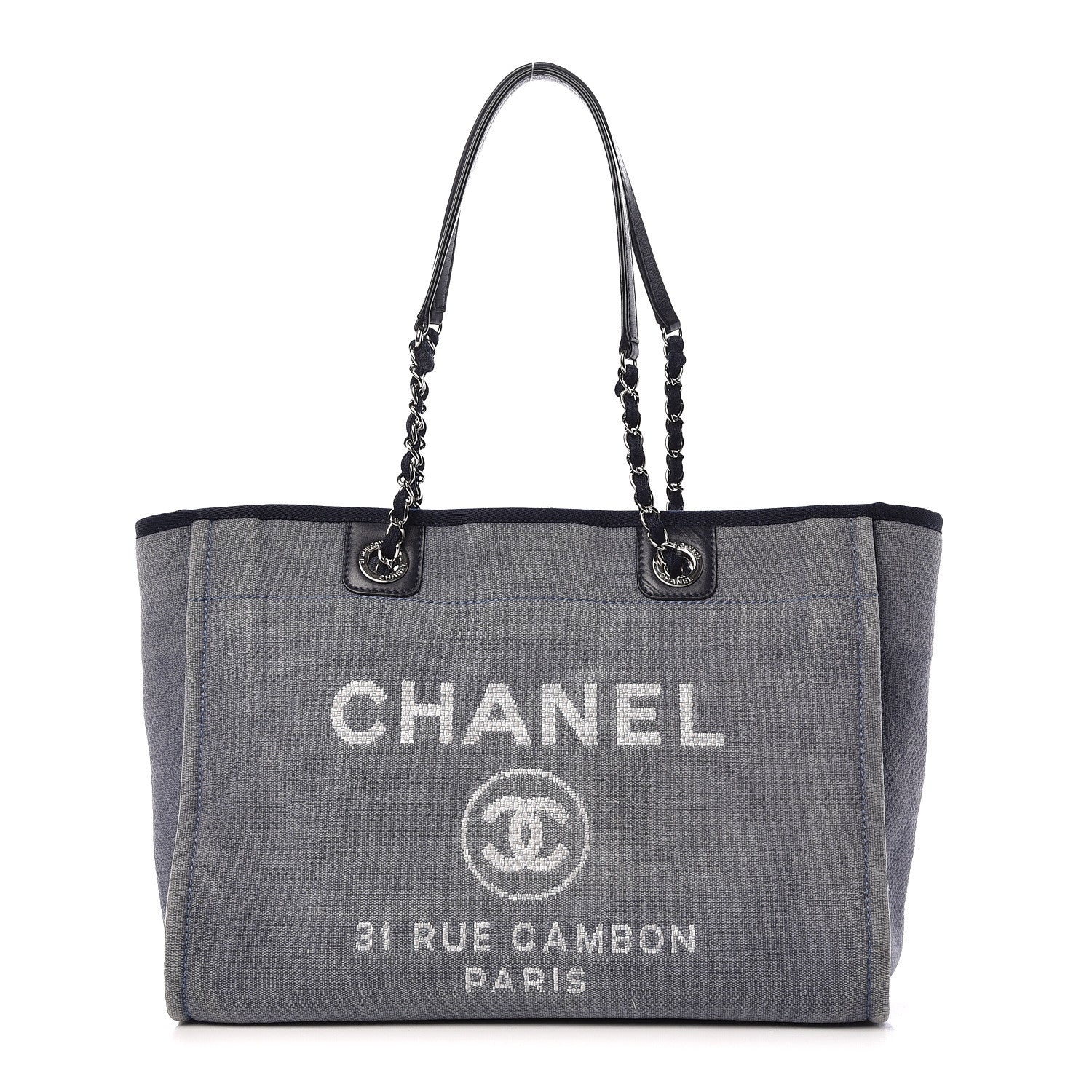 Chanel Canvas Small Deauville Tote Denim Blue 1 of 12