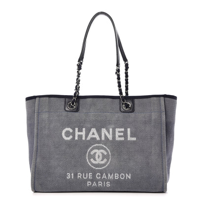 Chanel Canvas Small Deauville Tote Denim Blue 1 of 12