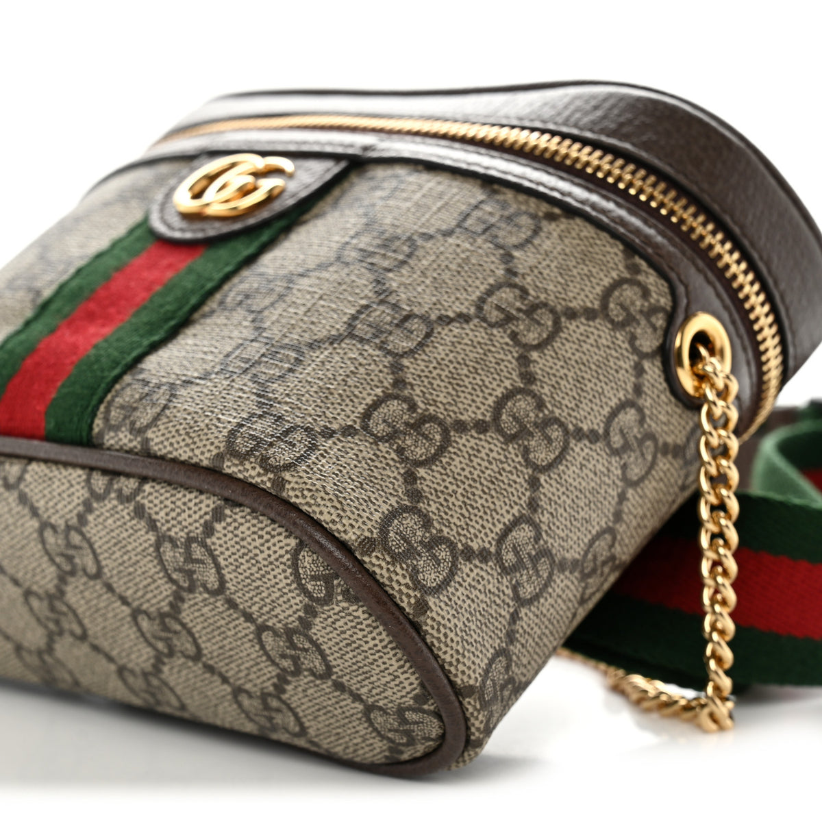 Gucci GG Supreme Monogram Textured Dollar Calfskin Web Ophidia Belt Bag 95 38 Beige Ebony New Acero 10 of 11
