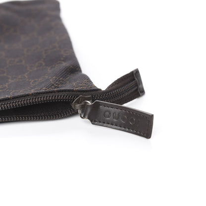 Gucci Denim Monogram Zip Top Pouch Brown 9 of 9