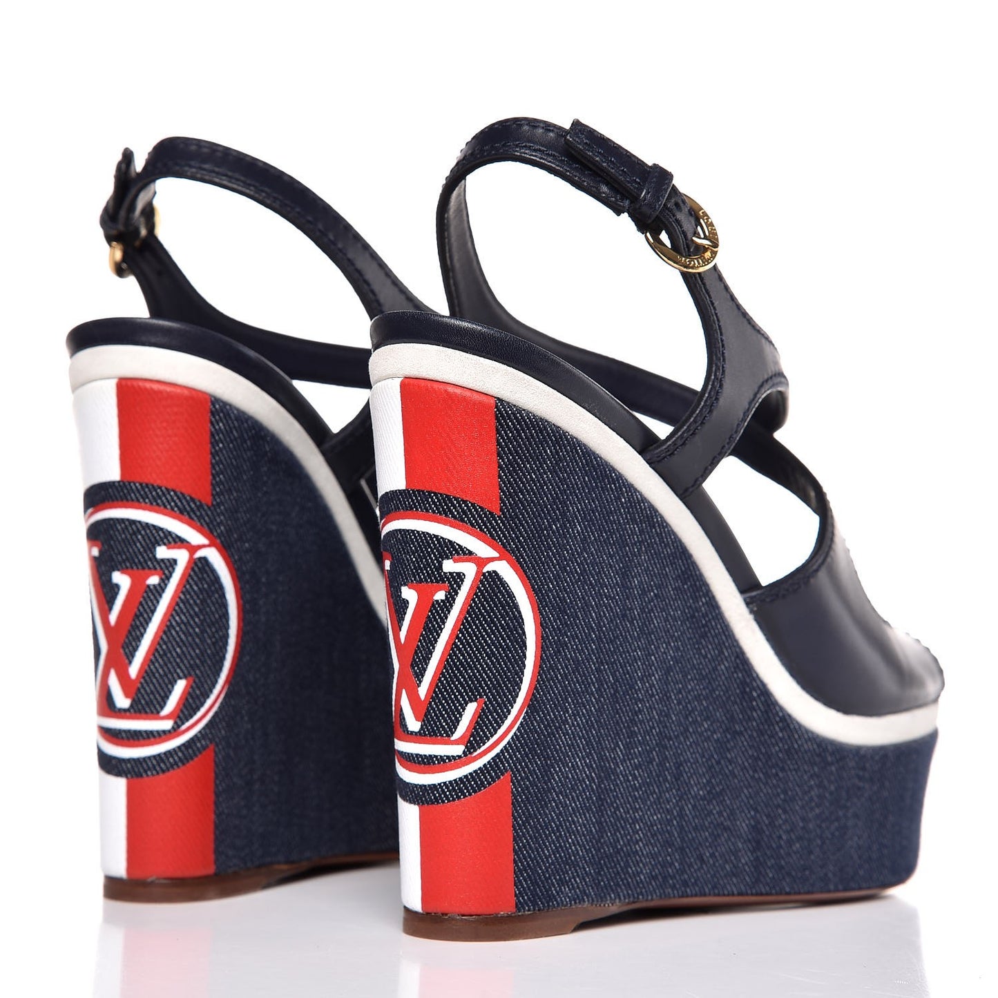 Denim Postcard Wedge Sandal 38 Blue